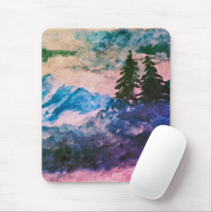 Mousepad Paisagem de Paisagem da Floresta Mágica de Aquarel