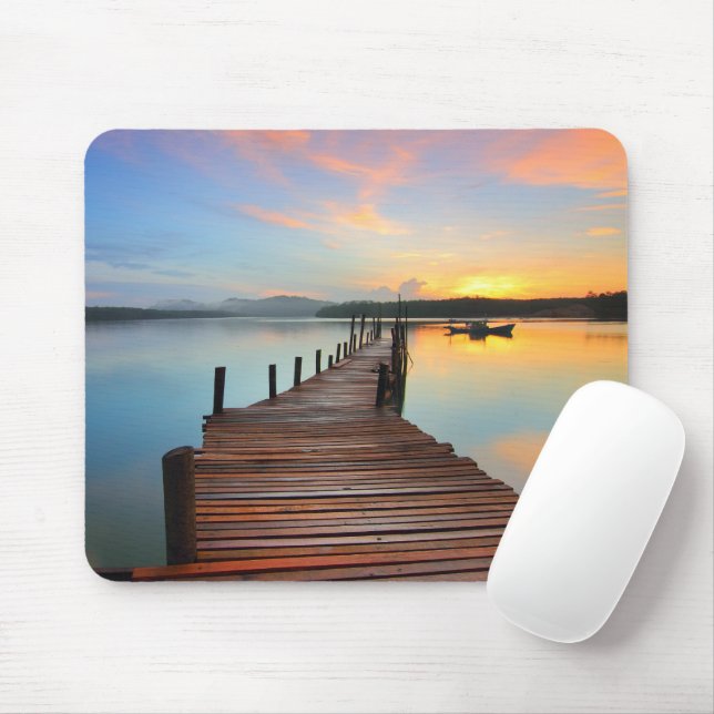 Mousepad Paisagem de Pata de Madeira no Sunset Colorido (Com mouse)