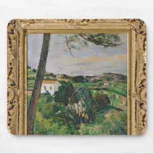 Mousepad Paisagem de Paul Cezanne com telhado vermelho ou