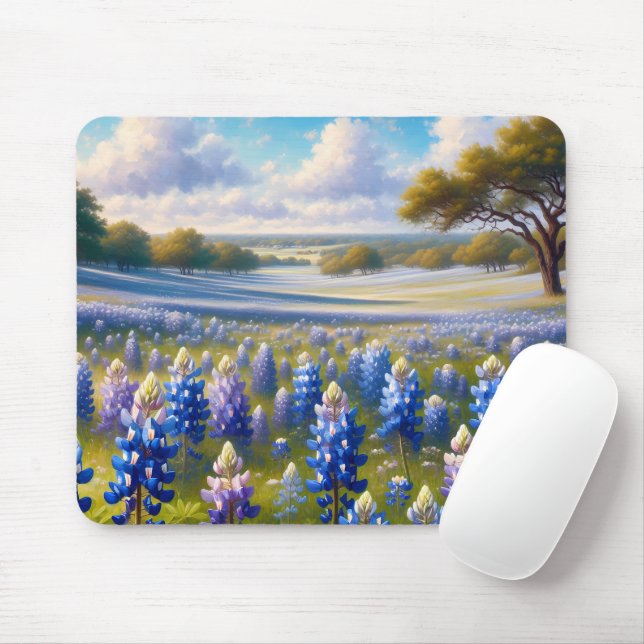 Mousepad Paisagem de Prado de Bluebonnet do Texas (Com mouse)