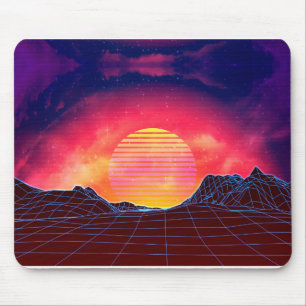 Mousepad Paisagem de Vaporwave com rochas