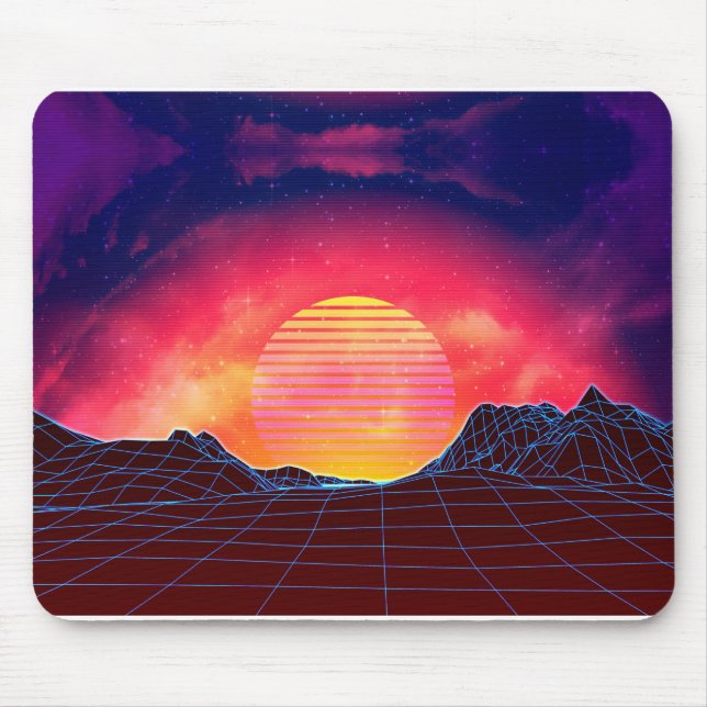 Mousepad Paisagem de Vaporwave com rochas (Frente)