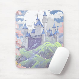 Mousepad Paisagem do Castelo de Fairytale Pastel Watercolor