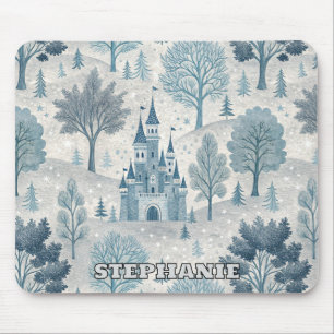 Mousepad Paisagem do Castelo de inverno Whimy em Azul e Cin