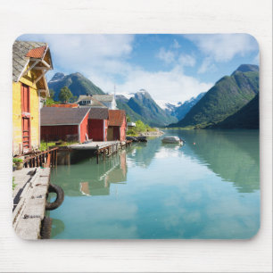 Mousepad Paisagem do fiorde de Fjaerlandsfjord em Noruega