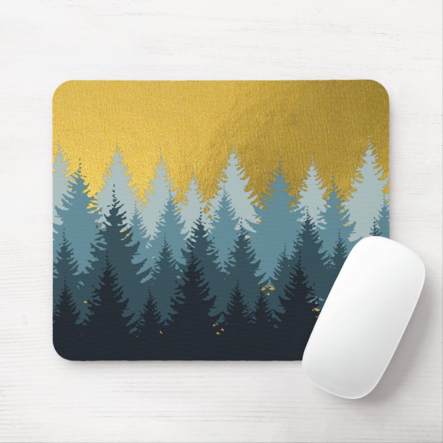 Mousepad Paisagem do Ouro das Árvores Florestais (Com mouse)