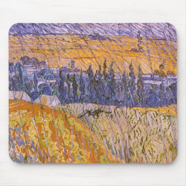 Mousepad Paisagem em Auvers na Chuva, Vincent van Gogh (Frente)
