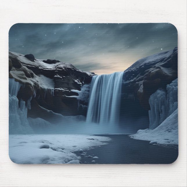 Mousepad Paisagem em cascata da Islândia (Frente)
