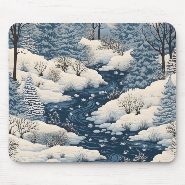 Mousepad Paisagem Folk Winter (Frente)