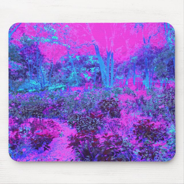 Mousepad Paisagem Impressionista Azul e Rosa-Quente (Frente)
