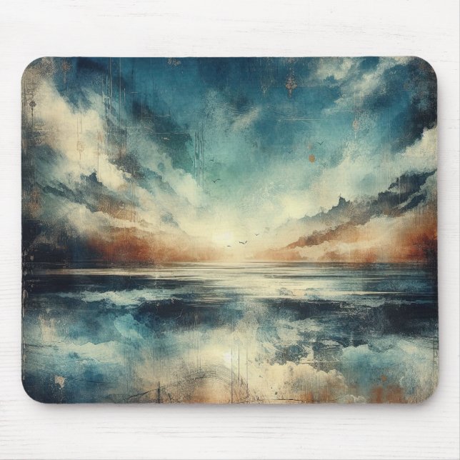Mousepad Paisagem Marítima Tempestuosa Azul Fotografia Anti (Frente)