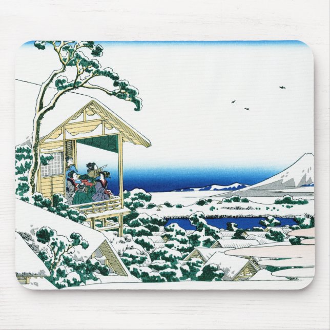Mousepad Paisagem oriental legal da opinião de Hokusai Fuji (Frente)