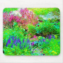 Mousepad Paisagem Primavera verde do jardim com peônias
