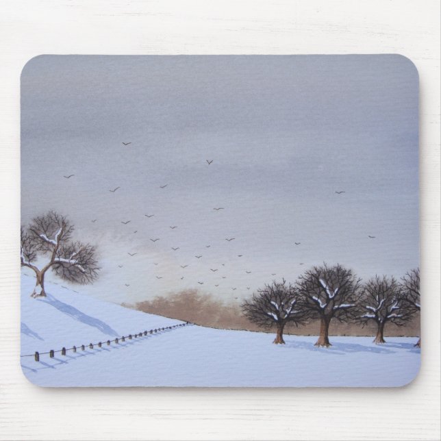 Mousepad paisagem rural cena de neve (Frente)