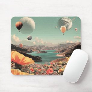 Mousepad Paisagem Surrealista com Balões de Ar e Lua