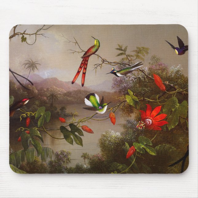 Mousepad Paisagem tropical com dez beija-flores (Frente)