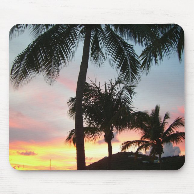 Mousepad Paisagem Tropical de Palms Sunset Fotografia (Frente)