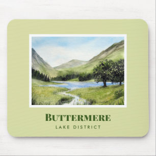 Mousepad Paisagem Watercolor Painting of Lake Buttermere