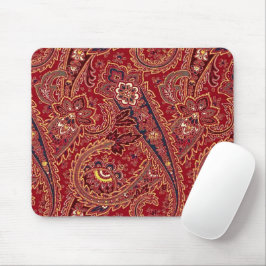 Mousepad Paisley Floral, Vermelho, Azul, Amarelo e Branco