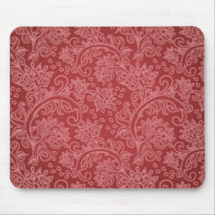 Mousepad Paisley Vermelho Damasco Designer Floral Vintage C