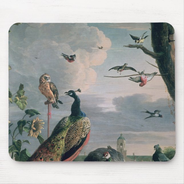 Mousepad Palácio de Amsterdão com pássaros exóticos (Frente)