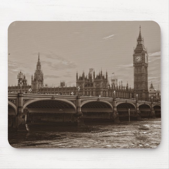 Mousepad Palácio de Torre de Sepia Big Ben Westminster (Frente)