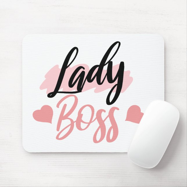 Mousepad Palavra de chefe de senhora rosa (Com mouse)