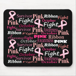 Mousepad Palavras de luta da consciência do cancro da mama