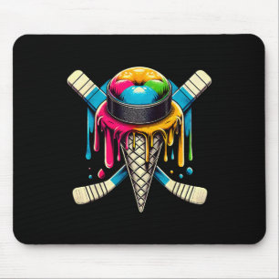 Mousepad Palitos de Hockey Gotejando Sorvete Retro Hockey