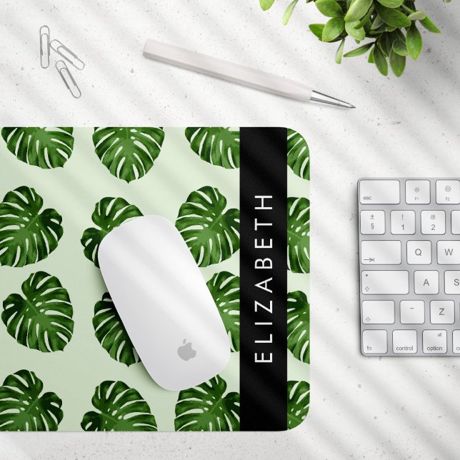 Mousepad Palm Sai, Padrão Tropical, Seu Nome (Criador carregado)