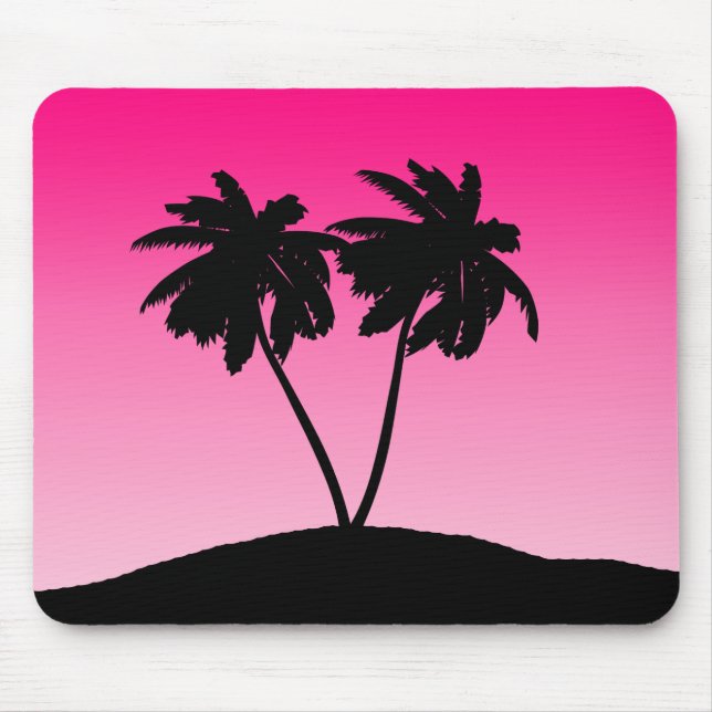 Mousepad Palm Tree Silhouette no Rosa amanhecido (Frente)