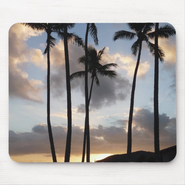Mousepad Palm Tree Silhouettes no Havaí (Frente)