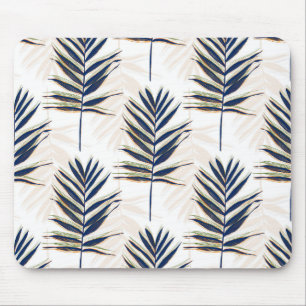 Mousepad Palma Azul Moderna Deixa Traços Dourados Design B