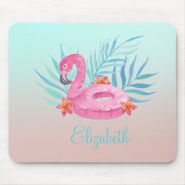 Mousepad Palma De Flamingo Rosa Adorável Deixa Porta copos  (Frente)