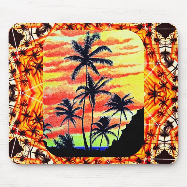 Mousepad Palmas de Coco Sunset Havaiano (Frente)
