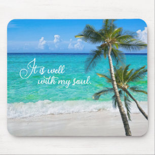 Mousepad Palmas de praia tropical Inspiracional É Bem Hori