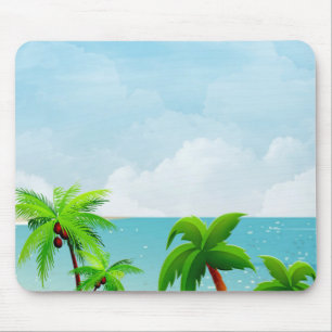 Mousepad Palmas Tropicais Azul Céu Elegante Modelo moderno