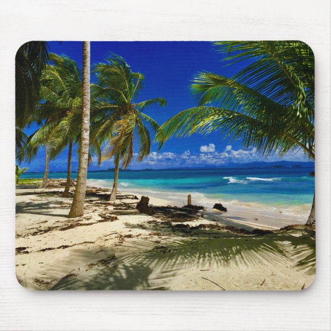 Mousepad Palmas tropicais San Blas Panama Sandy Beach Islan (Frente)