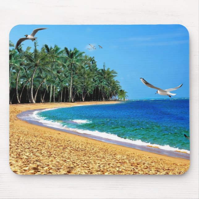 Mousepad Palmeira personalizada da praia tropical (Frente)