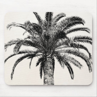 Mousepad Palmeira tropical retro da ilha em preto e branco