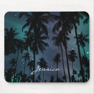 Mousepad Palmeiras e Céu Noturno Estrelado Personalizado