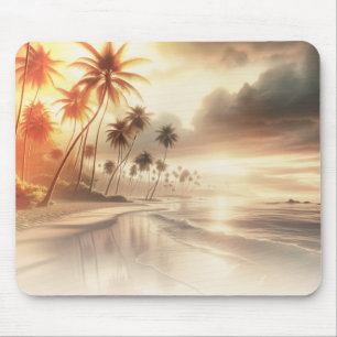 Mousepad Palmeiras e Praia do Pôr do Sol Laranja