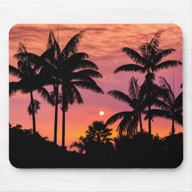 Mousepad Palmeiras em silhueta, Havaí (Frente)
