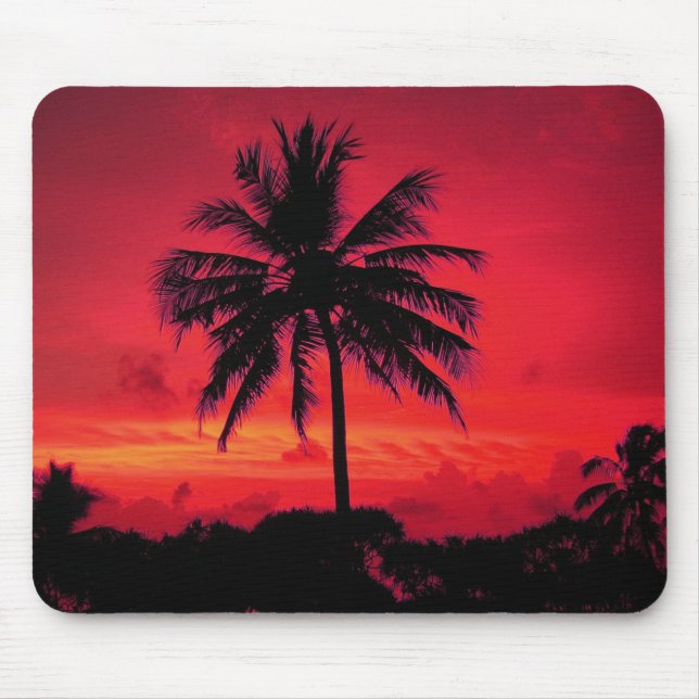 Mousepad Palmeiras Exóticas Vermelhas Havaianas Sunset (Frente)