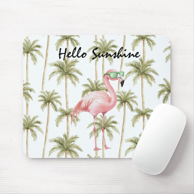 Mousepad Palmeiras Flamingo Rosa (Com mouse)
