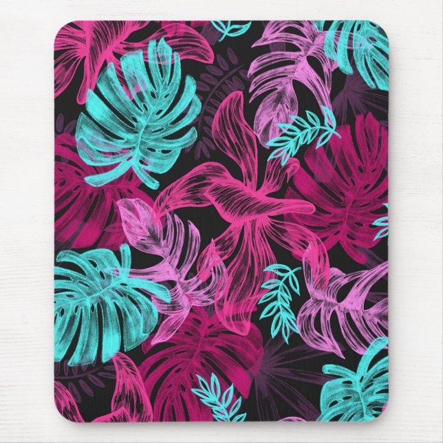 Mousepad Palmeiras tropicais fluorescentes (Frente)