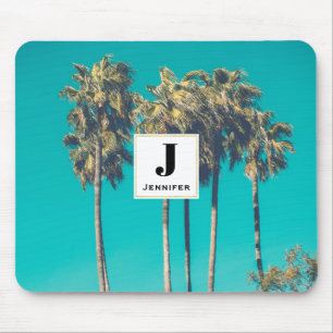 Mousepad Palmeiras Tropicais Monograma de Verso Retroativo