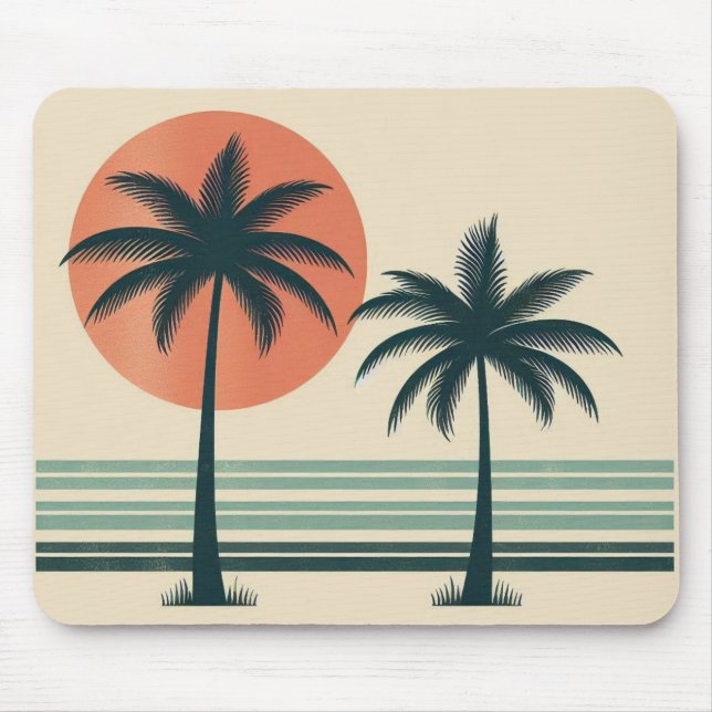 Mousepad Palmeiras tropicais retrô/vintage (Frente)