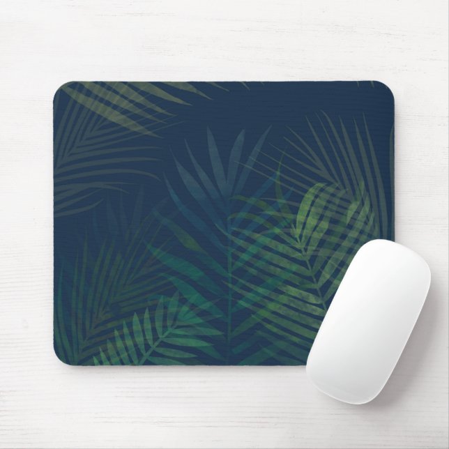 Mousepad Palmeiras verdes escuras folhas padrão (Com mouse)