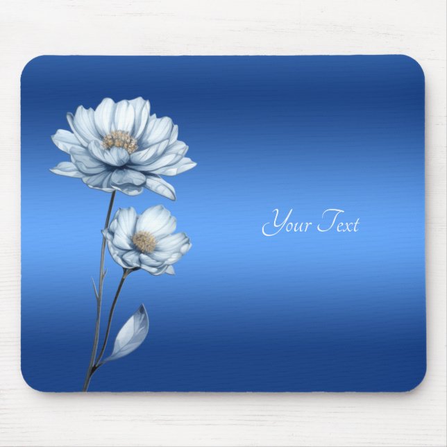 Mousepad Palmilha de Flores de Aquarela Azul (Frente)